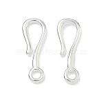 925 Sterling Silver Hook Clasps, Silver, 15x5.5x1mm, Hole: 1.6mm(STER-A050-09A-S)