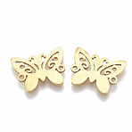 201 Stainless Steel Links connectors, Laser Cut Links, Butterfly, Golden, 12x15x1mm, Hole: 1mm(X-STAS-S106-14G)