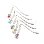 Alloy Bookmarks, Acrylic Imitation Pearl Beaded Angel Pendants Bookmarks, Mixed Color, 83.5x13x1.5mm(AJEW-JK00185)