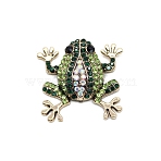 Alloy Rhinestone Cabochons, for Brooch, Golden, Frog, Peridot, 40x42mm(X-PW-WG58971-02)