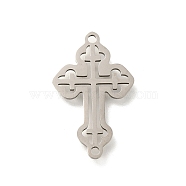 201 Stainless Steel Laser Cut Connector Charms, Religion Cross Links, Stainless Steel Color, 22x14x1mm, Hole: 1.4mm(STAS-R132-13P)