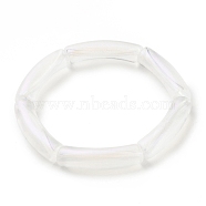 Acrylic Curved Tube Chunky Stretch Bracelet for Women, Clear, Beads: 31x7.5x9.5mm, Inner Diameter: 2 inch(5.1cm)(BJEW-JB08122)