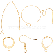 60Pcs 6 Style 304 Stainless Steel & Brass Earring Findings, Leverback Earring Findings & Earring Hooks, Real 18K Gold Plated, 14.5~39.5x10~24mm, 10Pcs/style(DIY-BBC0001-79)