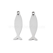 304 Stainless Steel Pendants, Fish, Stainless Steel Color, 26x6.5x1mm, Hole: 1.4mm(STAS-N095-106)