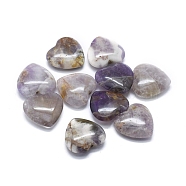 Natural Chevron Amethyst Beads, Half Drilled, Heart, 19.5x20x6.5mm, Hole: 1mm(G-F678-38)