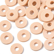 Handmade Polymer Clay Beads, Disc/Flat Round, Heishi Beads, PeachPuff, 4x1mm, Hole: 1mm, about 55000pcs/1000g(CLAY-R067-4.0mm-B47)