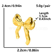 Sweet 304 Stainless Steel Bowknot Stud Earrings, Real 18K Gold Plated, 24x22mm(FM1995-2)