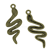 Tibetan Style Alloy Pendants, Snake, Cadmium Free & Nickel Free & Lead Free, Antique Bronze, 39x15x2.5mm, Hole: 2mm, about 475pcs/1000g(TIBEP-Q064-37AB-NR)