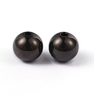 Round 304 Stainless Steel Beads, Electrophoresis Black, 10mm, Hole: 2mm(STAS-L176-11)