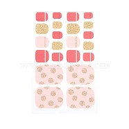 Full-Cover Glitter Powder Toenail Wraps Stickers, Flower Star Tartan Self-adhesive Toenail Art Polish Decals, for Woman Girls DIY Toenails Art Design, Pink, Polka Dot Pattern, 9.5x5.8cm(MRMJ-R112-ZXJ-108)