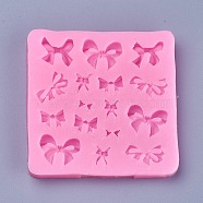Food Grade Silicone Molds, Fondant Molds, For DIY Cake Decoration, Chocolate, Candy, UV Resin & Epoxy Resin Jewelry Making, Bowknot, Deep Pink, 67x67x5mm(DIY-L019-021B)