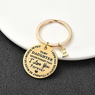 Valentine's Day Brass & 201 Stainless Steel Keychain, with Alloy Rings, Letter E, 6.2cm(KEYC-YW00097-05)