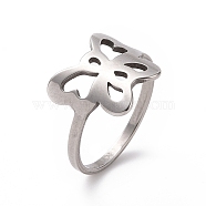 201 Stainless Steel Butterfly Finger Ring, Hollow Wide Ring for Women, Stainless Steel Color, 17mm(RJEW-J051-02P)
