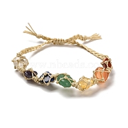 Chakra Natural Gemstone Braided Bead Bracelets, Adjustable Nylon Cord Macrame Pouch Bracelets for Women, Inner Diameter: 1-1/8~3-1/2 inch(3~9cm)(BJEW-G682-01)
