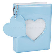 3 Inch PVC Mini Heart Hollow Photocard Holder Book, Mini Mirror-Like Photo Album with 32 Pockets and Ball Chain, Light Sky Blue, 110.5x87x27mm, Hole: 3.5mm, Inner Diameter: 92x61mm(AJEW-WH0038-65P-03)