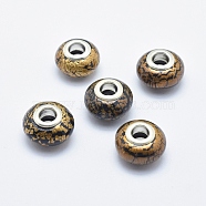 Handmade Polymer Clay European Beads, Large Hole Beads, Rondelle, Black, 13~16x8~11mm, Hole: 4.5~5mm(X-CLAY-K002-B05)