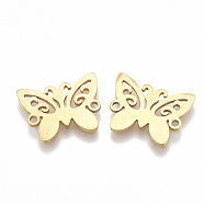 201 Stainless Steel Links connectors, Laser Cut Links, Butterfly, Golden, 12x15x1mm, Hole: 1mm(X-STAS-S106-14G)