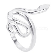 201 Stainless Steel Snake Wrap Open Cuff Ring for Women, Stainless Steel Color, US Size 8(18.1mm)(FIND-PW0004-63P)