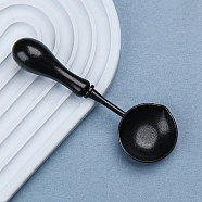 Alloy Sealing Wax Spoons, with Wood Handle, Stamp Heating Tool, Black, 104x35mm(PW-WG94838-02)