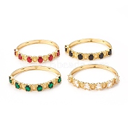 Rack Plating Virgin Mary Brass Bangles with Micro Pave Cubic Zirconia, Enamel Evil Eye Bangles for Women, Real 18K Gold Plated, Long-Lasting Plated, Cadmium Free & Lead Free, Mixed Color, Inner Diameter: 2-3/8 inch(6cm)(BJEW-E071-03G)