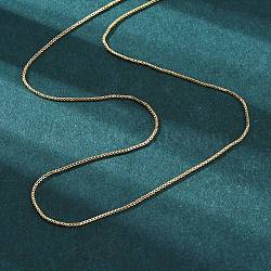 Brass Venetian Chain, Box Chain Necklaces, with Lobster Claw Clasps and Slider Beads, Long-Lasting Plated, Real 18K Gold Plated, 17.71 inch(45cm), 0.8mm(NJEW-E151-04G)