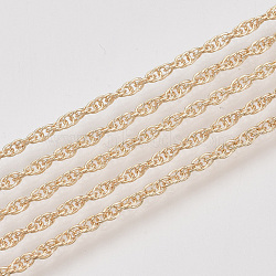 Soldered Brass Covered Iron Rope Chains, with Spool, Light Gold, 3x2.5x0.3mm, about 328.08 Feet(100m)/roll(CH-S125-07B-LG)