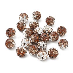 Handmade Polymer Clay Rhinestone Beads, Round, Camel, 10mm, Hole: 1.8mm(RB-CBAFAF8-01A)