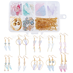 SUNNYCLUE DIY Butterfly Earring Making Kits, Including Glass & Alloy Pendants, Brass Linking & Earring Hooks &  Cable Chains, Electroplate Glass Pearl Beads, Iron Pins, Golden & Light Gold(DIY-SC0001-54)