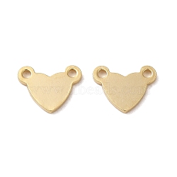 Valentine's Day Brass Charms, Heart, Real 24K Gold Plated, 7x9.8x1mm, Hole: 1.2mm(KK-P259-21G)