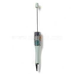 Plastic & Iron Beadable Pens, Ball-Point Pen, with Rhinestone, for DIY Personalized Pen with Jewelry Bead, Dark Sea Green, 145x14.5mm(AJEW-H147-01J)