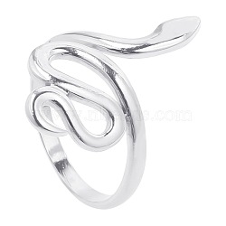 Non-Tarnish 201 Stainless Steel Snake Wrap Open Cuff Ring for Women, Stainless Steel Color, US Size 8(18.1mm)(FIND-PW0004-63P)