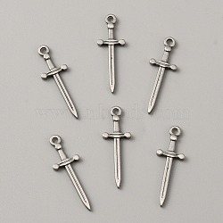 304 Stainless Steel Pendants, Sword Charm, Stainless Steel Color, 30.5x10x2mm, Hole: 2.2mm(FIND-WH0137-62B)