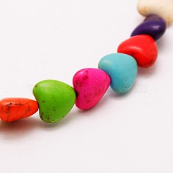 Heart Synthetic Turquoise Beads Strands, Dyed, Mixed Color, 12x12x5mm, Hole: 1mm, about 36pcs/strand, 15.7 inch(TURQ-I019-12mm-07)