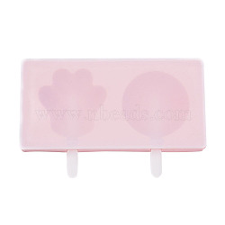 Ice Cream Food Grade Silicone Molds, For DIY Ice-Lolly, with Lid and 2pcs Plastic Stick, Smile Face & Bear, Pink, 186x91.5~119.5x19.5mm, Plastic Stick: 2pcs/set(DIY-L025-005)