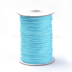 Braided Korean Waxed Polyester Cords, Turquoise, 0.8mm, about 87.48 yards(80m)/roll(YC-T002-0.8mm-108)