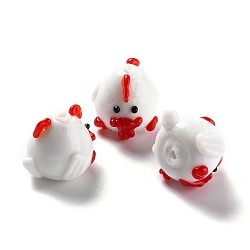 Handmade Lampwork Beads, Bumpy, Hen, Red, 17x15.5x15mm, Hole: 1.6mm, about 22pcs/strand, 12.20 inch(31cm)(LAMP-F020-36)