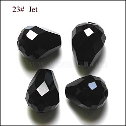Imitation Austrian Crystal Beads, Grade AAA, Faceted, Drop, Black, 10x12mm, Hole: 0.9~1.5mm(SWAR-F062-12x10mm-23)