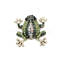Alloy Rhinestone Cabochons, for Brooch, Golden, Frog, Peridot, 40x42mm(X-PW-WG58971-02)