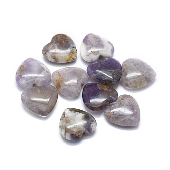 Natural Chevron Amethyst Beads, Half Drilled, Heart, 19.5x20x6.5mm, Hole: 1mm