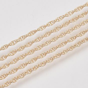 Soldered Brass Covered Iron Rope Chains, with Spool, Light Gold, 3x2.5x0.3mm, about 328.08 Feet(100m)/roll