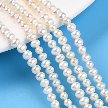 Natural Cultured Freshwater Pearl Beads Strands, Potato, Creamy White, 3~4mm, Hole: 0.5mm, about 110~112pcs/strand, 15.24~15.47''(38.7~39.3cm)