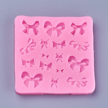 Food Grade Silicone Molds, Fondant Molds, For DIY Cake Decoration, Chocolate, Candy, UV Resin & Epoxy Resin Jewelry Making, Bowknot, Deep Pink, 67x67x5mm