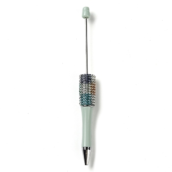 Plastic & Iron Beadable Pens, Ball-Point Pen, with Rhinestone, for DIY Personalized Pen with Jewelry Bead, Dark Sea Green, 145x14.5mm