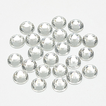 Flat Back Glass Rhinestone Cabochons, Back Plated, Half Round, Crystal, SS5, 1.8mm, about 1440pcs/bag