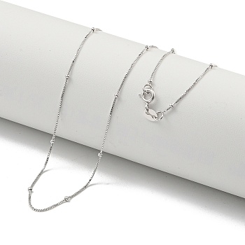 925 Sterling Silver Box Chain Necklaces, Real Platinum Plated, 18.27 inch(46.4cm)