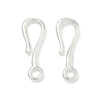 925 Sterling Silver Hook Clasps, Silver, 15x5.5x1mm, Hole: 1.6mm