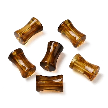 Transparent Acrylic Beads Gradient Effect, Bamboo Joint, Saddle Brown, 12.5x7.5mm, Hole: 1.8mm, 1020pcs/500g
