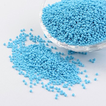 12/0 Grade A Baking Paint Glass Seed Spacer Beads, Sky Blue, 2x1.5mm, Hole: 0.7mm, about 2840pcs/50g