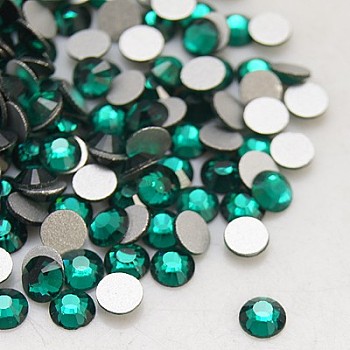 Glass Flat Back Rhinestone, Grade A, Back Plated, Faceted, Half Round, Emerald, 3.8~4mm, about 1440pcs/bag