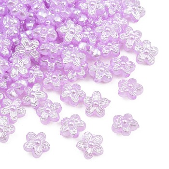 Imitation Pearl Acrylic Beads, Flower, Purple, 10.5x11x6.5mm, Hole: 1.6mm, about 1724pcs/500g